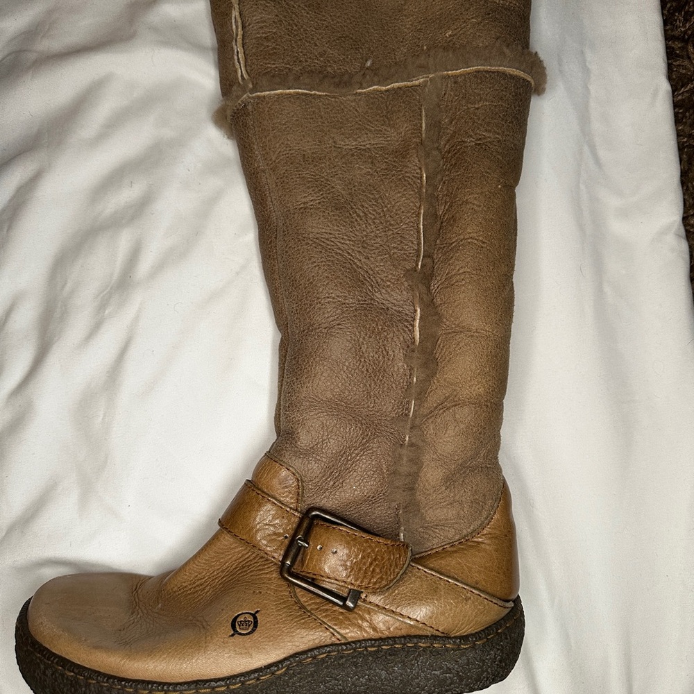 BORN sheep skin knee boots